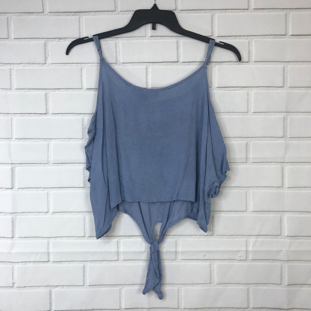 Polly & Esther Cold Shoulder Top Blue Floral Knot - Picture 3 of 3